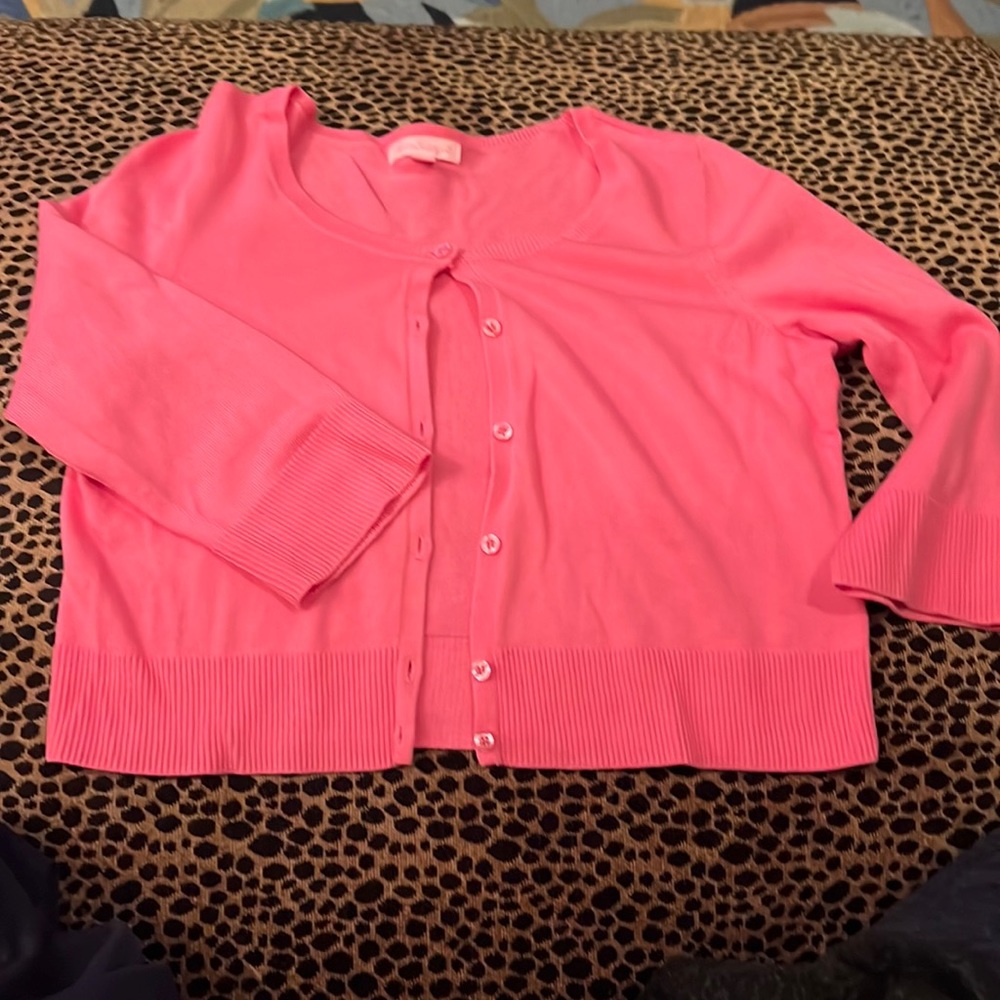 LILLY PULITZER CARDIGAN SWEATER IN PINK SIZE MEDIUM